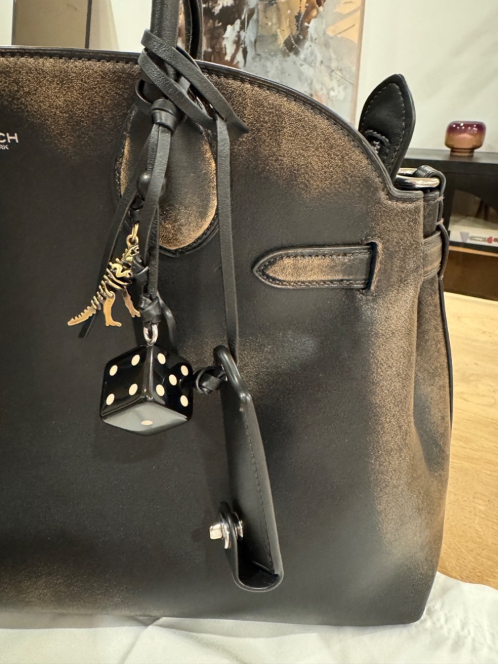Coach Empire Carryall 40 Bag in Loved Leather W/ Charms - Picture 10 of 11